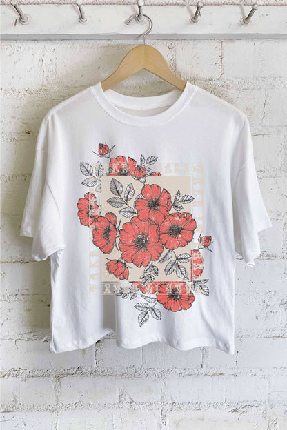 Take It Easy Vintage Floral Cropped Tee