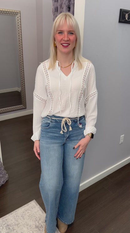 Fresh Start Rope-Tie Jeans by Vervet