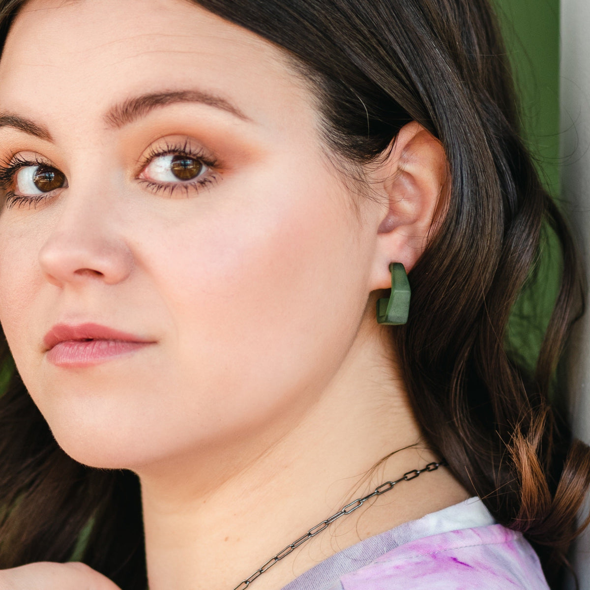 Tapered Hex Hoop Earrings