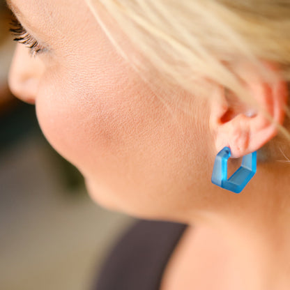 Tapered Hex Hoop Earrings