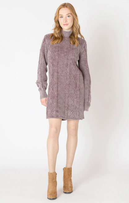 Plum Perfect Cable Knit Sweater Dress by Dex