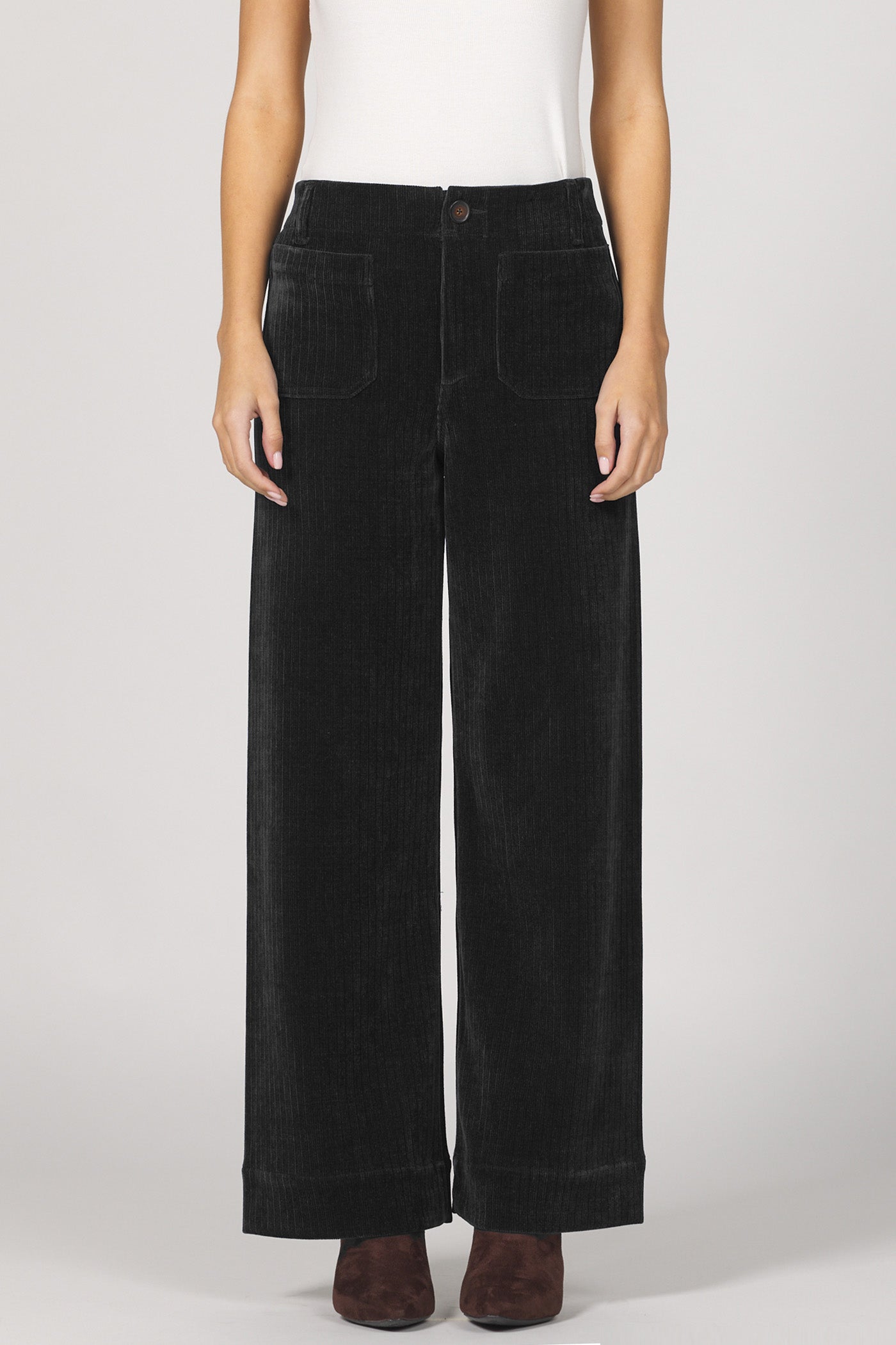 Audrey High Rise Corduroy Pants in Black by Dear John