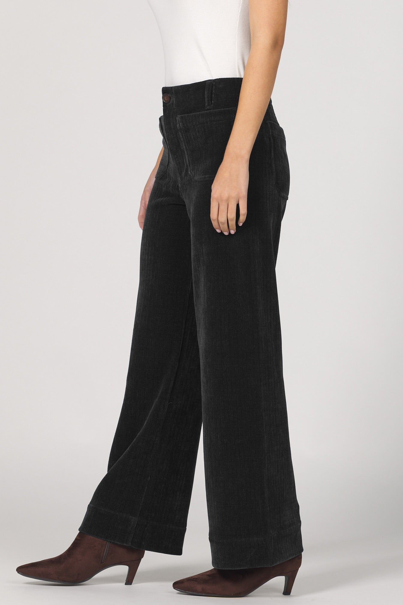 Audrey High Rise Corduroy Pants in Black by Dear John