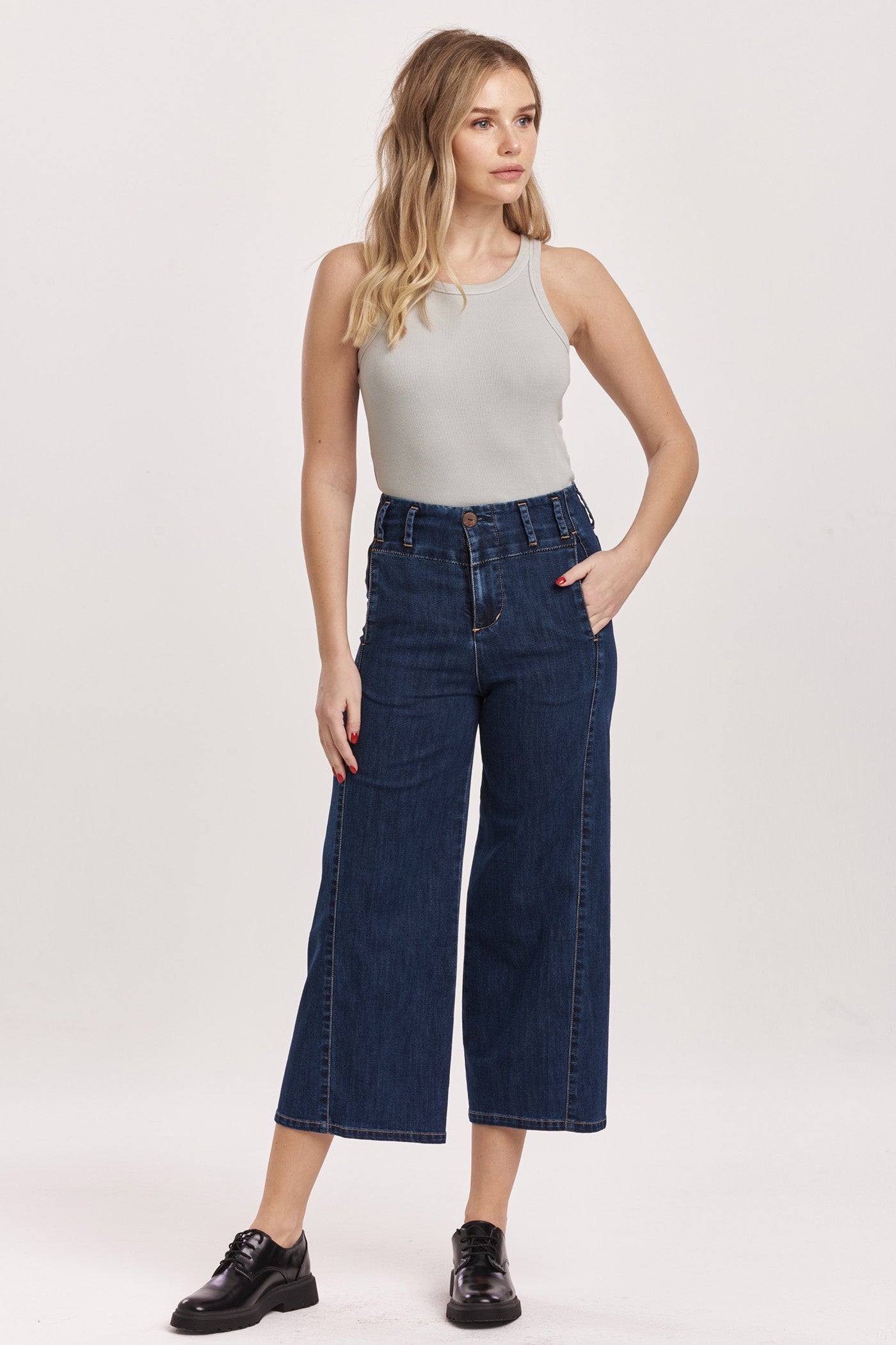 Audrey Super High Rise Wide Leg Crop in Breckenridge by Dear John