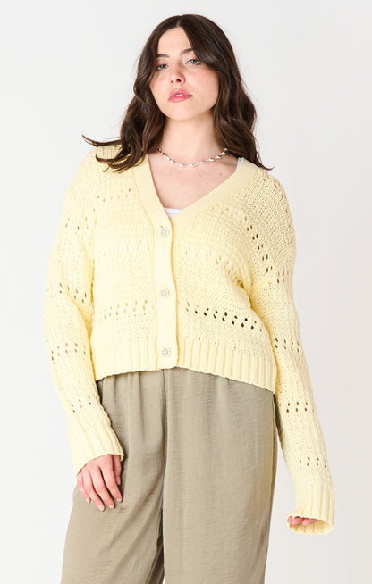 Lemon Open Stitch Cardigan by Dex