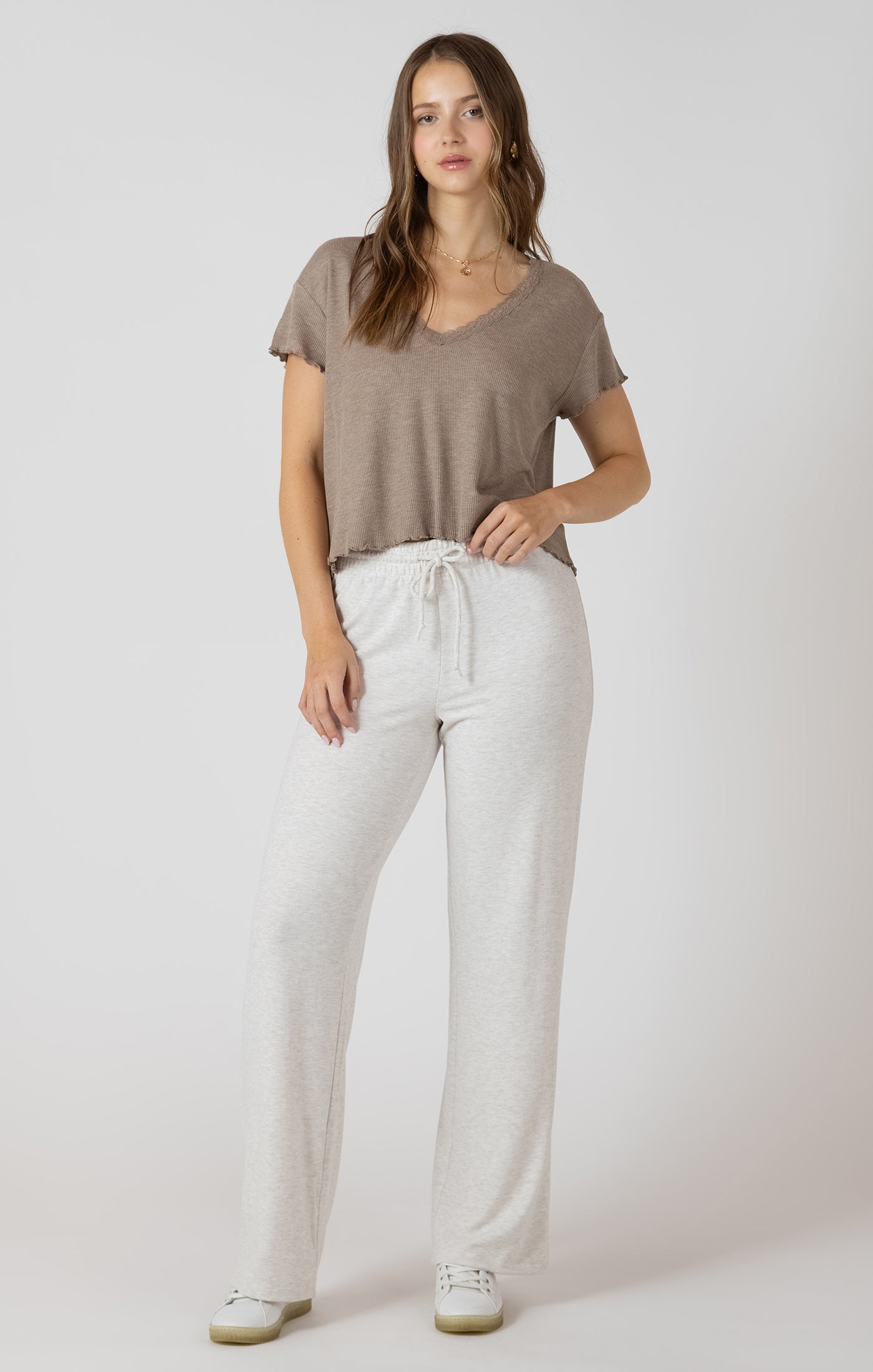 Easy Does It Knit Pants in Soft Oat Heather by Dex