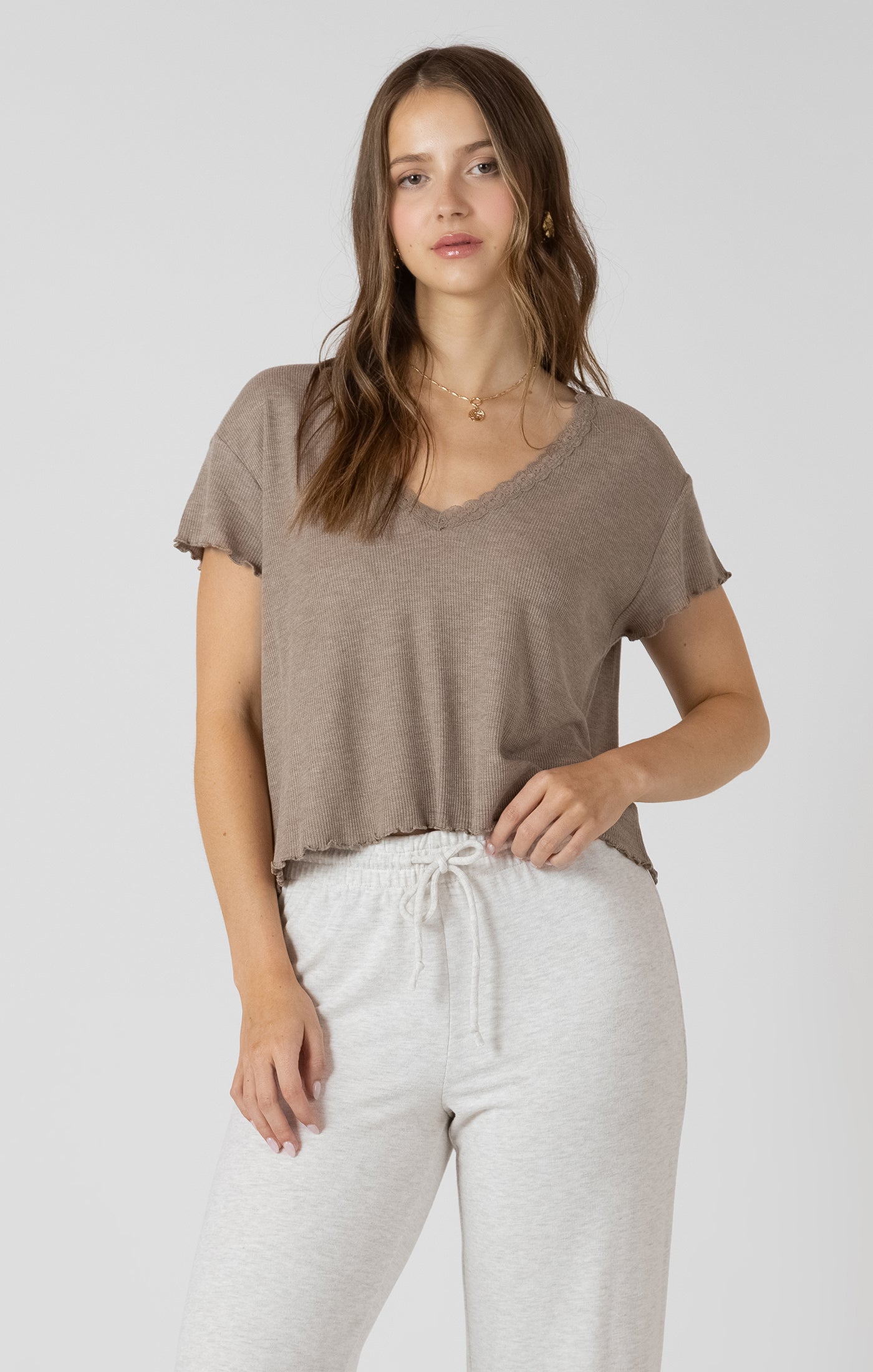 Latte Love Ribbed Lace Top