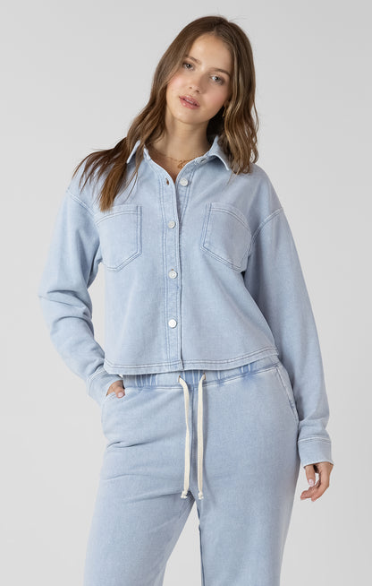 Comfy & Collected Knit Top in Washed Light Blue by Dex