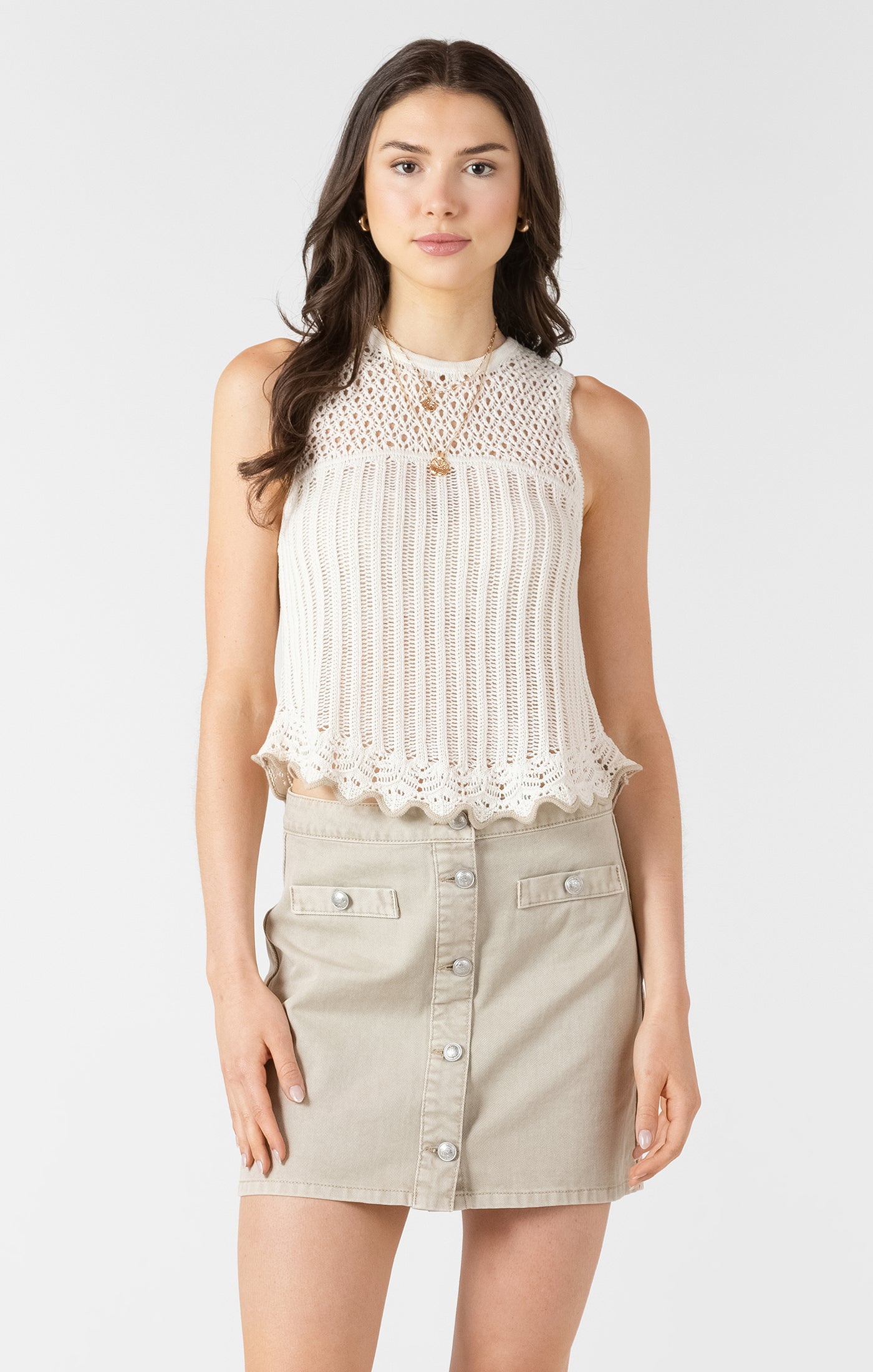 Ivory Bloom Crochet Tank by Dex