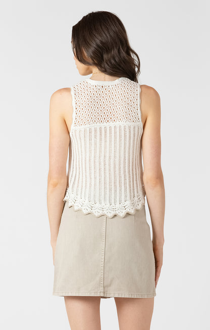 Ivory Bloom Crochet Tank by Dex