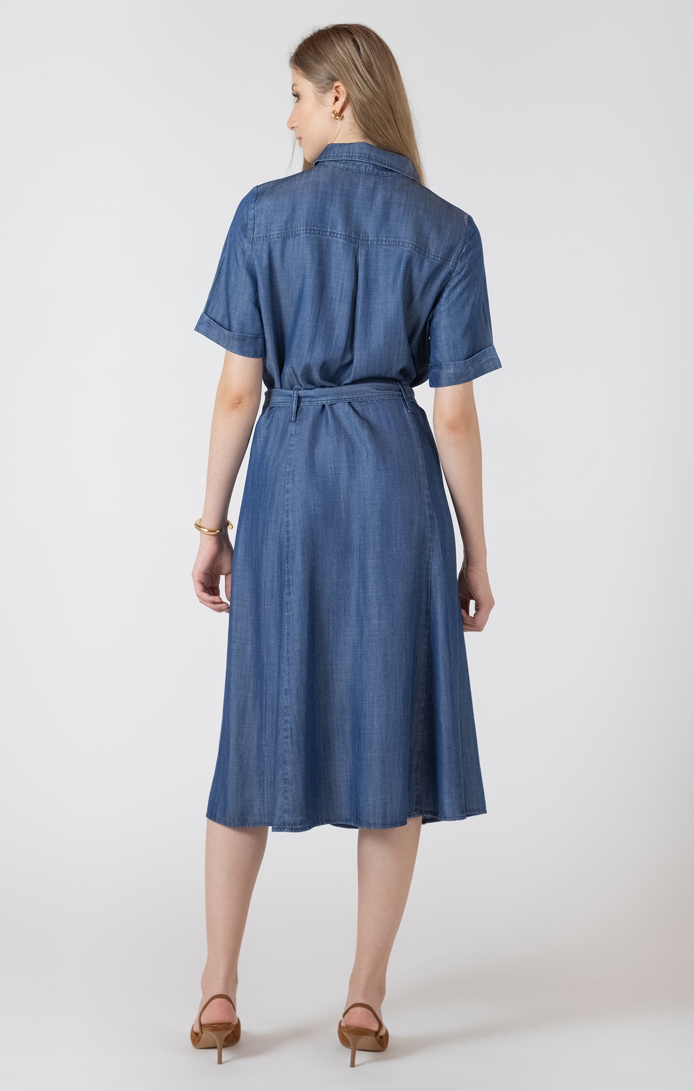 Classic Charm Chambray Midi Dress by Dex