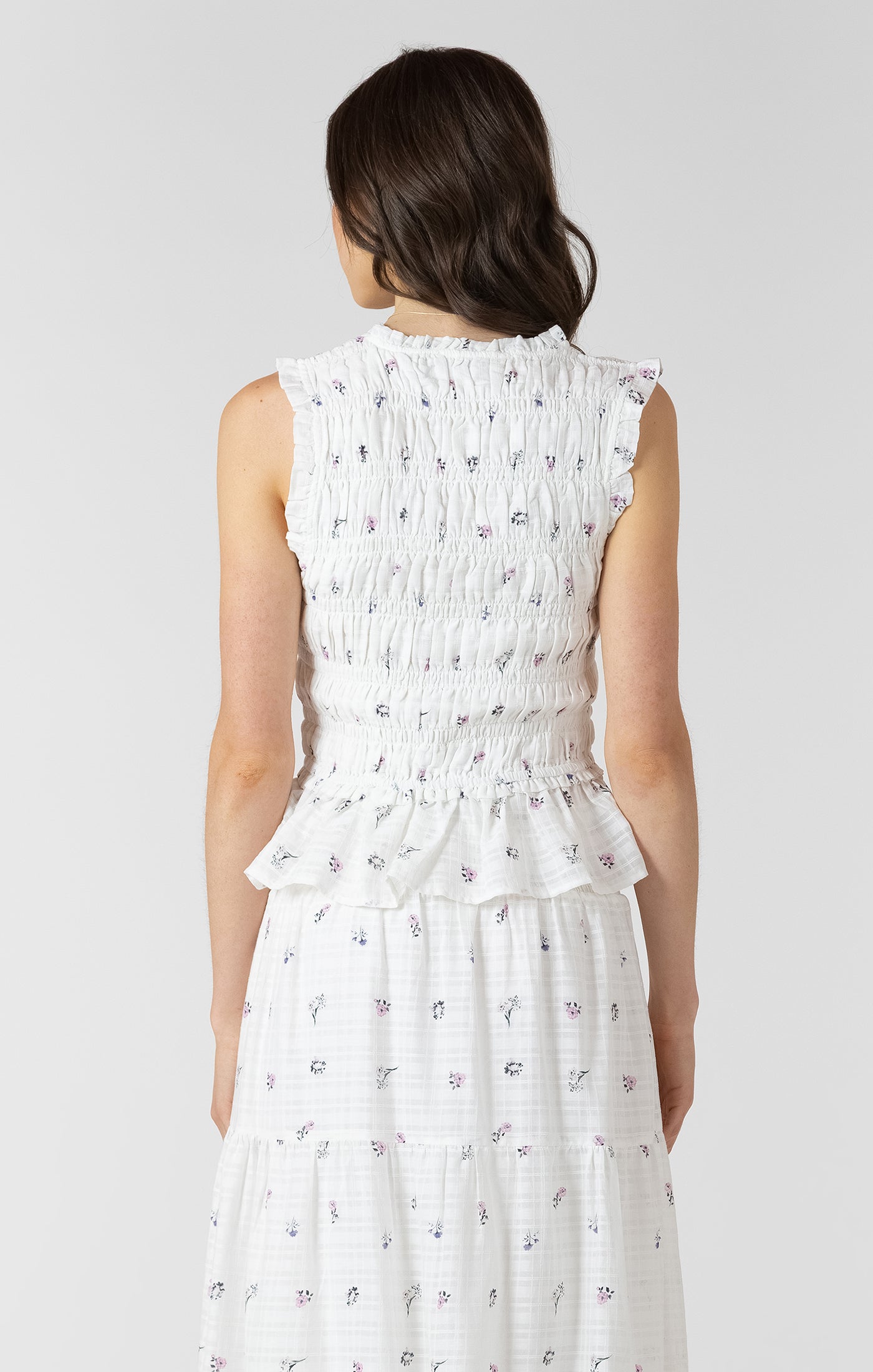 Dainty Roses Tie Front Top by Dex