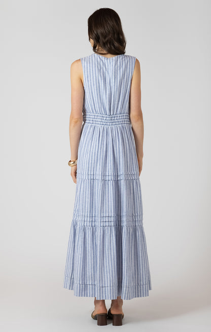 Harbor Maxi Dress in Chambray Stripe by Dex