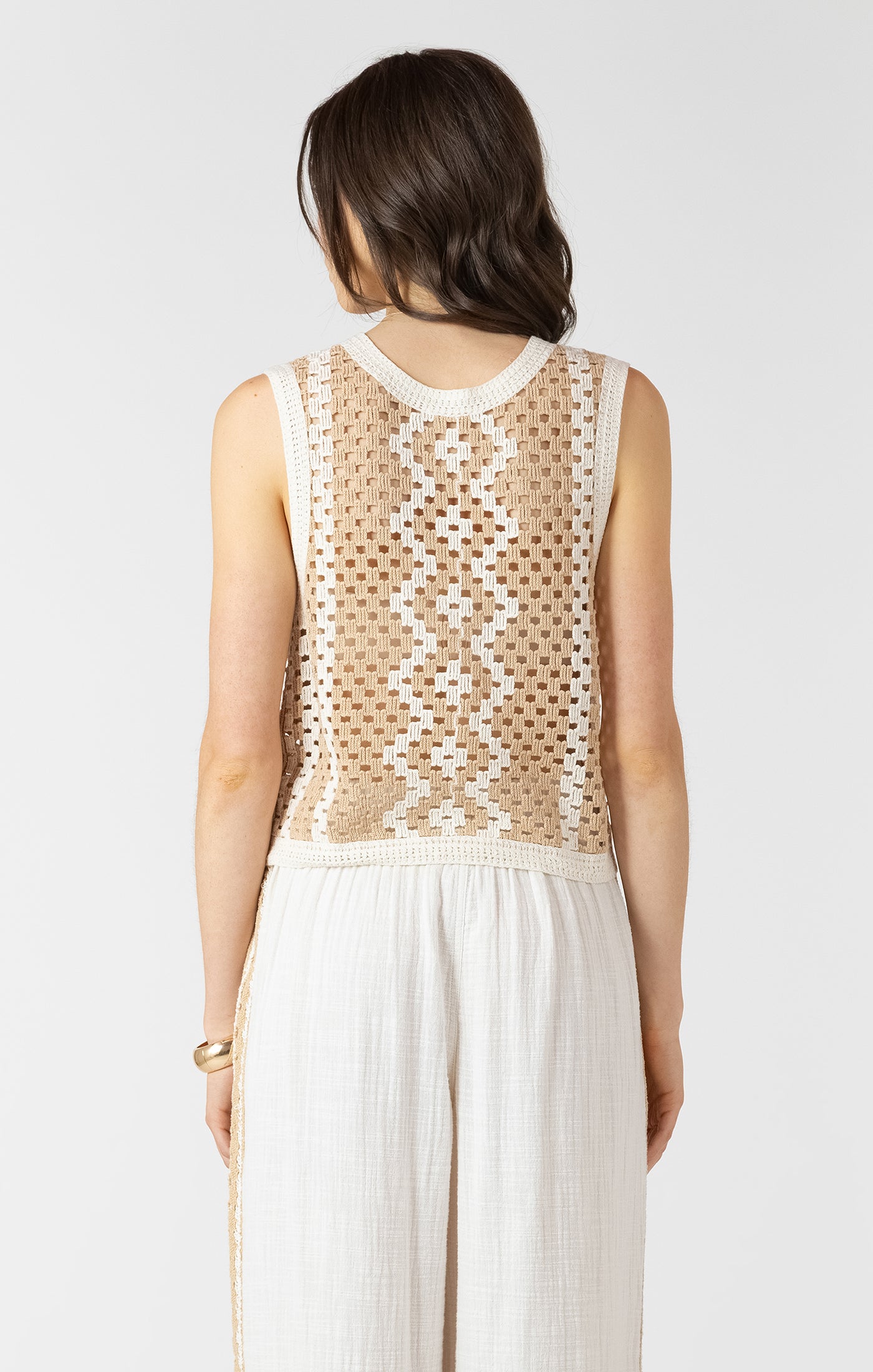 Naturally Chic Crochet Top in Natural & Sand Combo by Dex
