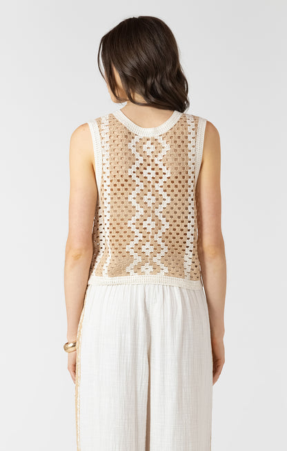 Naturally Chic Crochet Top in Natural & Sand Combo by Dex