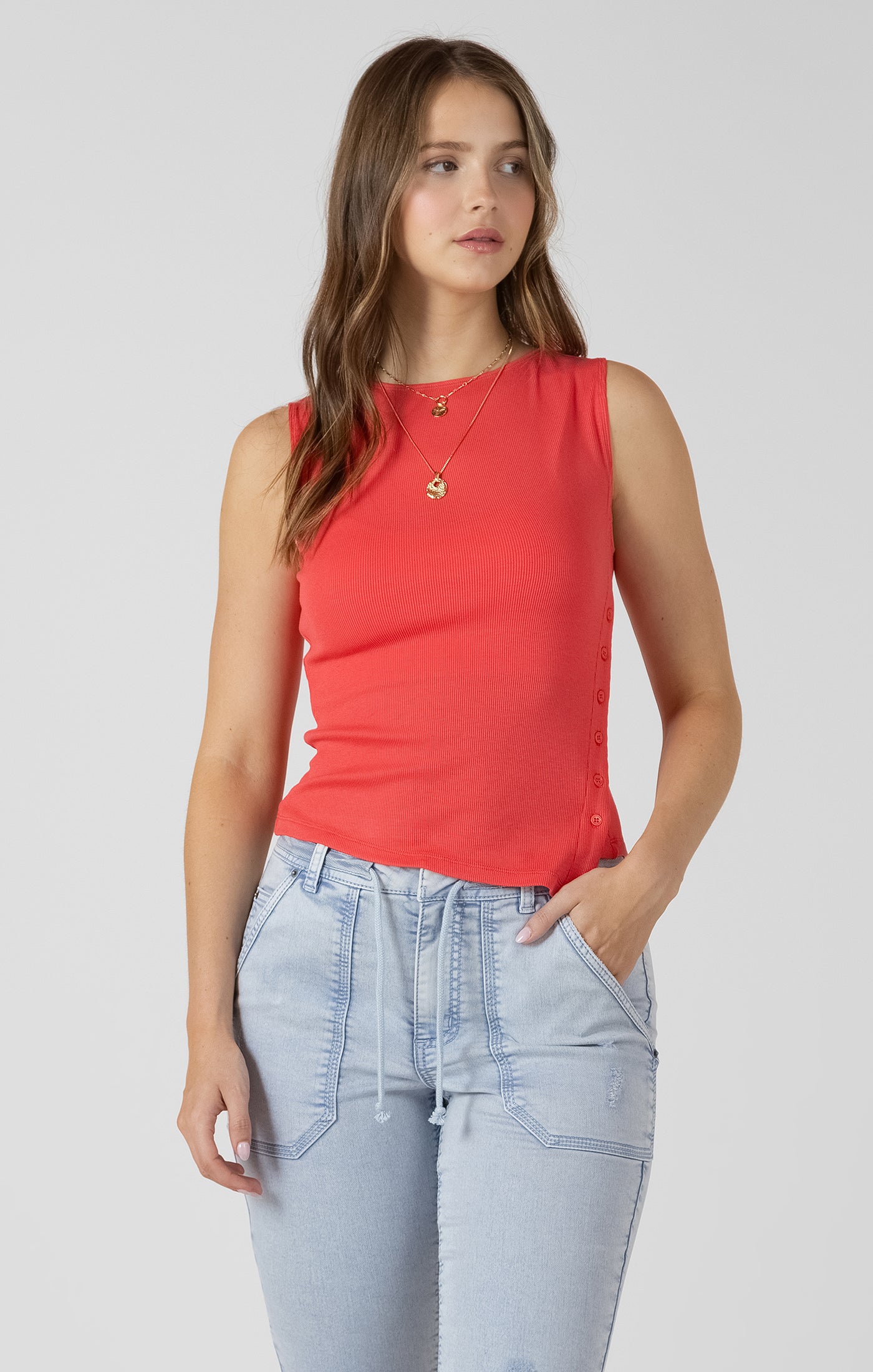 Bold & Buttoned Knit Top in Raspberry Punch by Dex
