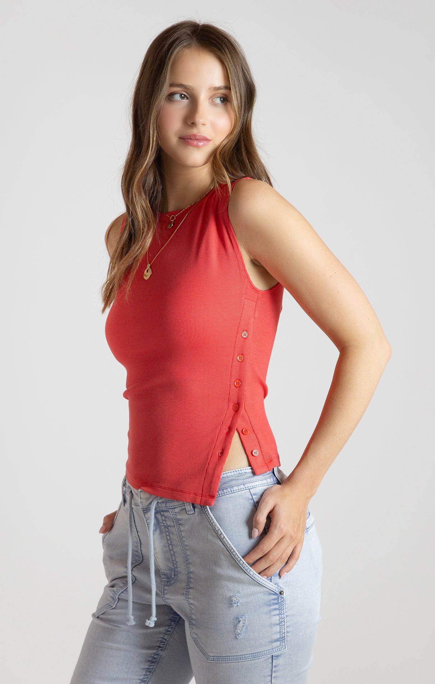 Bold & Buttoned Knit Top in Raspberry Punch by Dex