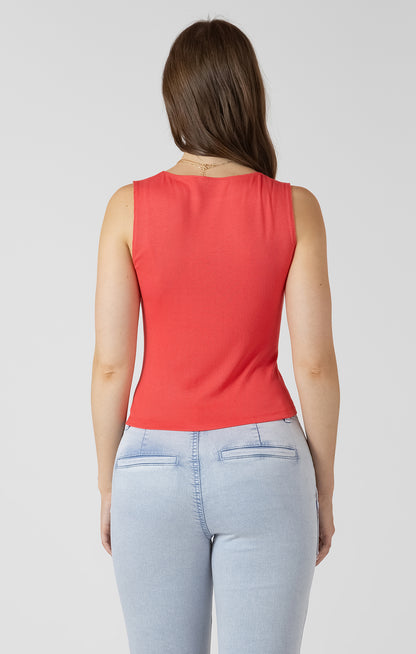 Bold & Buttoned Knit Top in Raspberry Punch by Dex
