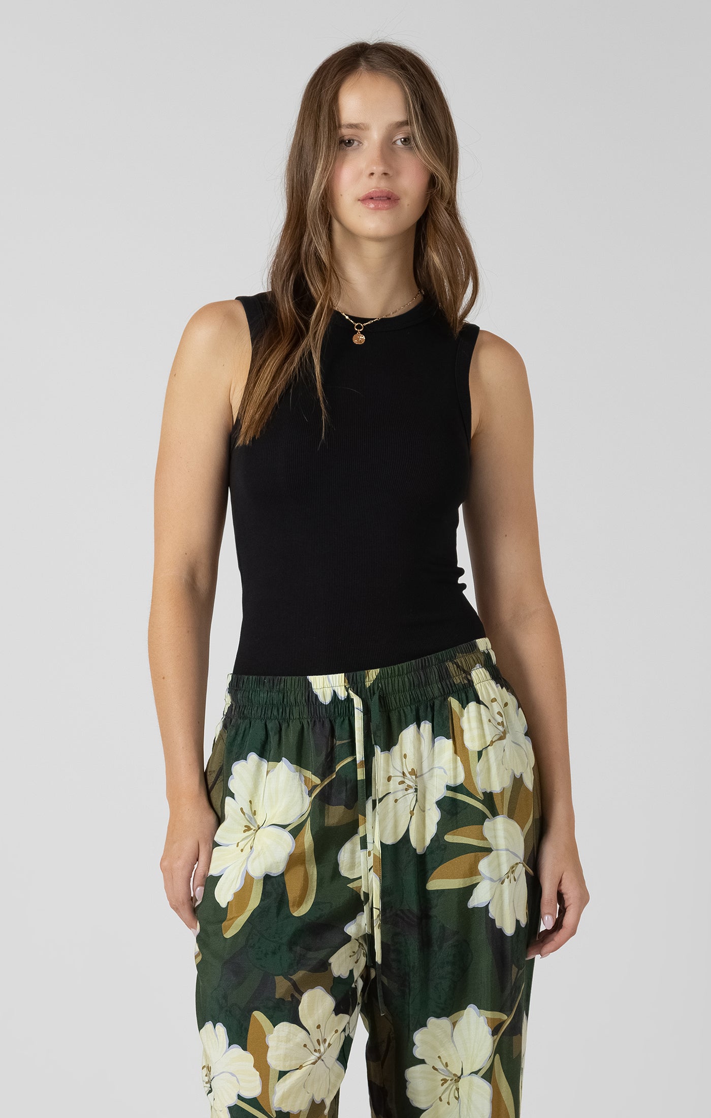 Sleek & Simple Ribbed Tank in Black by Dex