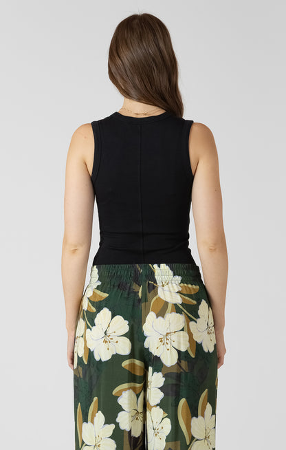 Sleek & Simple Ribbed Tank in Black by Dex