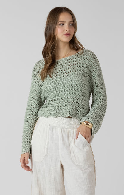 Calm & Collected Knit Top in Washed Sage by Dex
