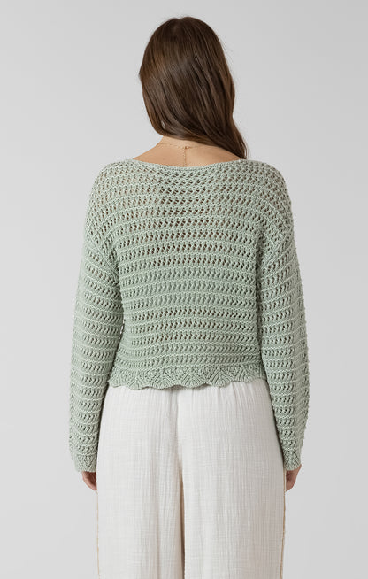 Calm & Collected Knit Top in Washed Sage by Dex