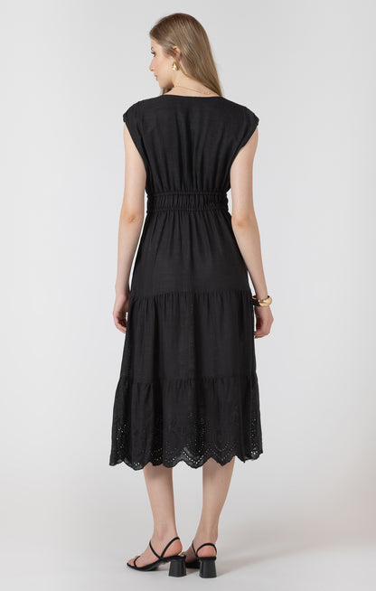 Midnight Bloom Midi Dress in Black by Dex