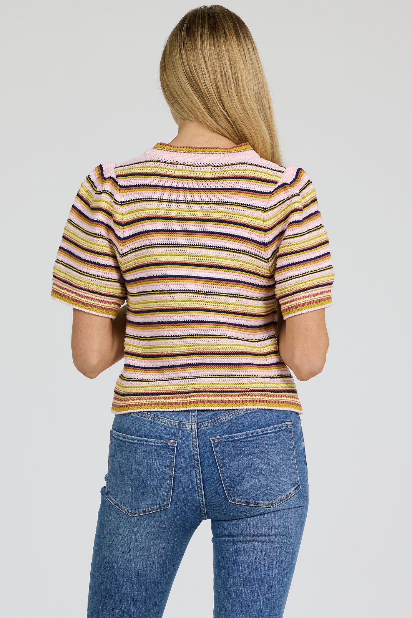 Simone Sweater in Peachy Yellow Stripes by Dear John