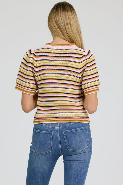 Simone Sweater in Peachy Yellow Stripes by Dear John