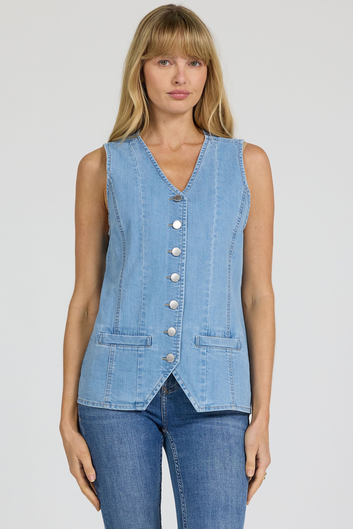 Prue Denim Vest in Dark Arthlow by Dear John