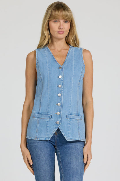 Prue Denim Vest in Dark Arthlow by Dear John