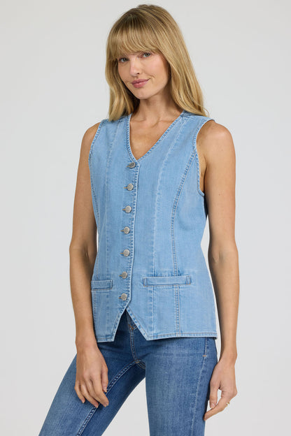 Prue Denim Vest in Dark Arthlow by Dear John