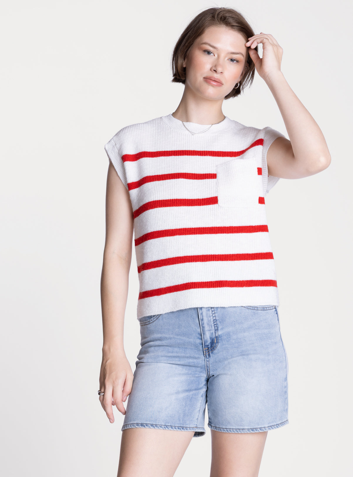 Vienne Knit Top in Red by Thread & Supply