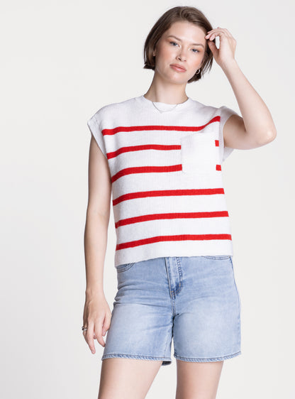 Vienne Knit Top in Red by Thread & Supply