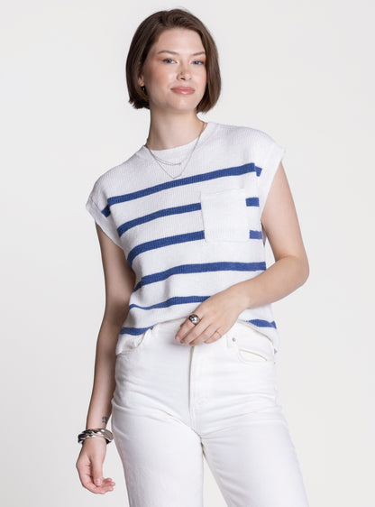 Vienne Knit Top in Navy by Thread & Supply
