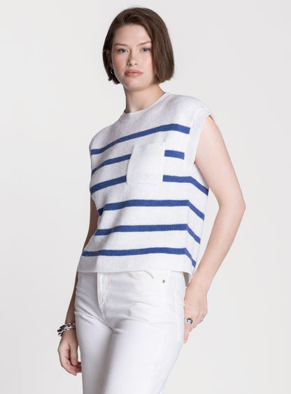 Vienne Knit Top in Navy by Thread & Supply