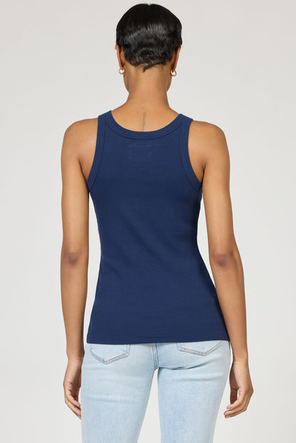Tamia Ribbed Tank in Black Iris by Dear John