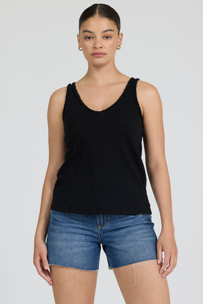 Sirena Slub Jersey Tank in Black by Dear John
