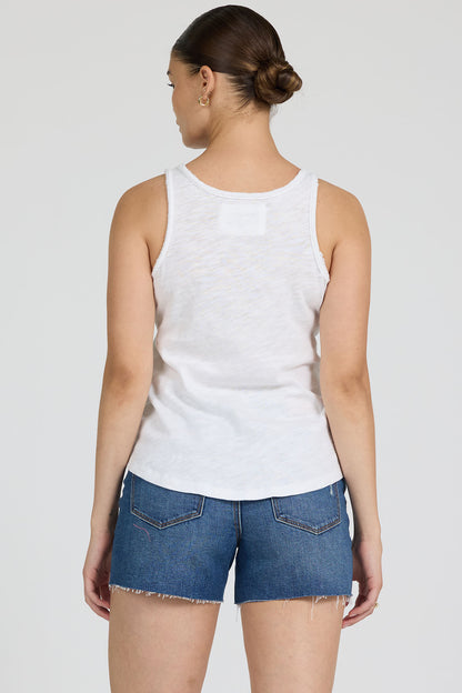 Sierna Slub Jersey Tank in White by Dear John