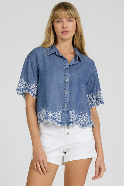 Ansel Tencel Embroidered Top by Dear John