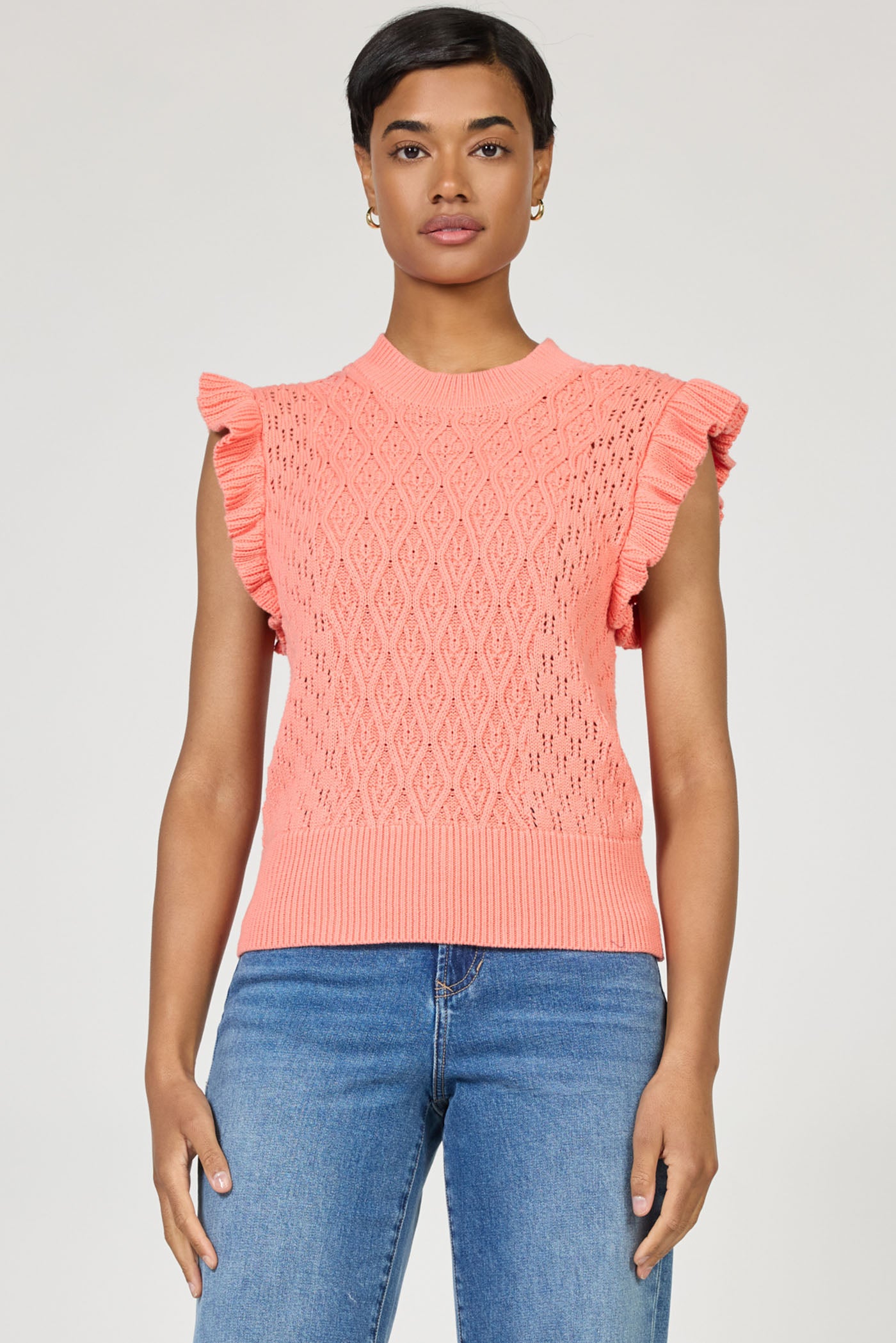 Tilly Sweater Top in Peachy Coral by Dear John