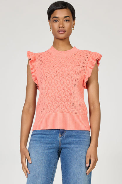 Tilly Sweater Top in Peachy Coral by Dear John