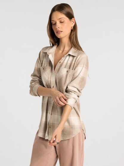 Lewis Shirt in Sand Taupe Plaid by Thread & Supply