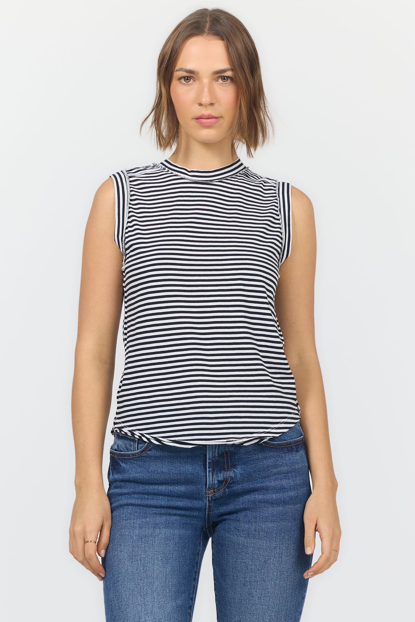 Zo Tank in Black & White Stripe by Dear John