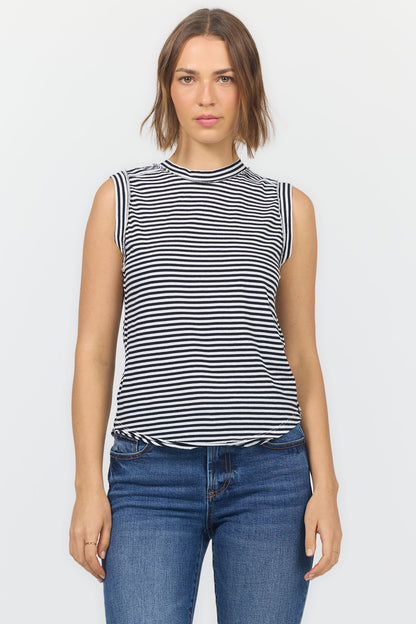 Zo Tank in Black & White Stripe by Dear John