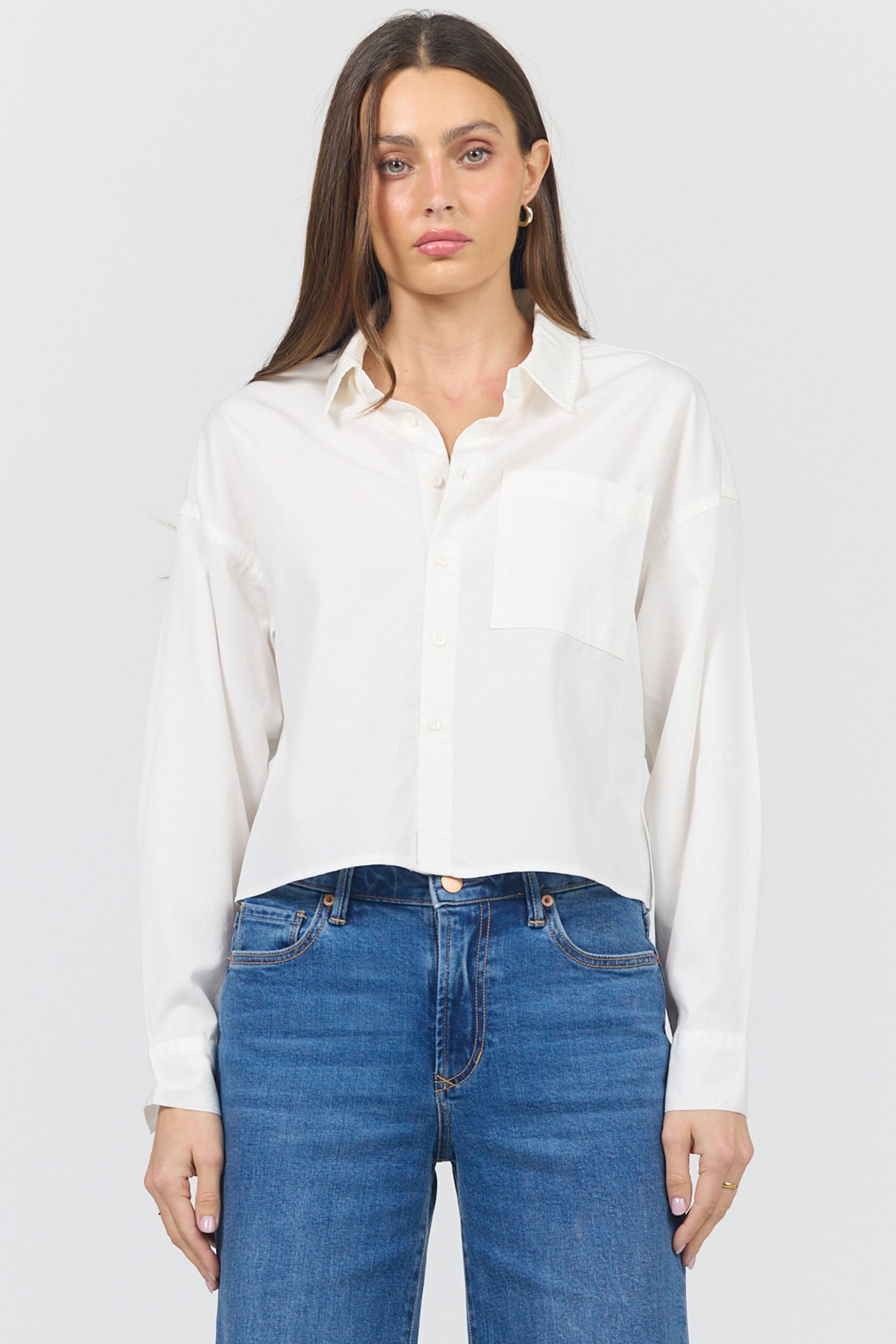 Cropped Adrianna Top in White by Dear John