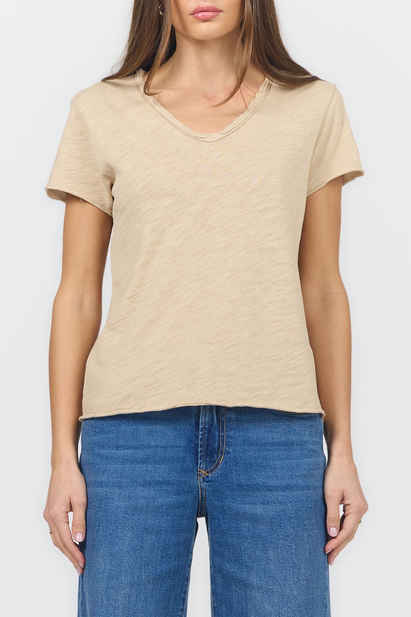 Vanya Slub Knit Tee in Dune by Dear John