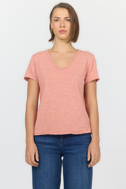Vanya Slub Knit Tee in Rose by Dear John