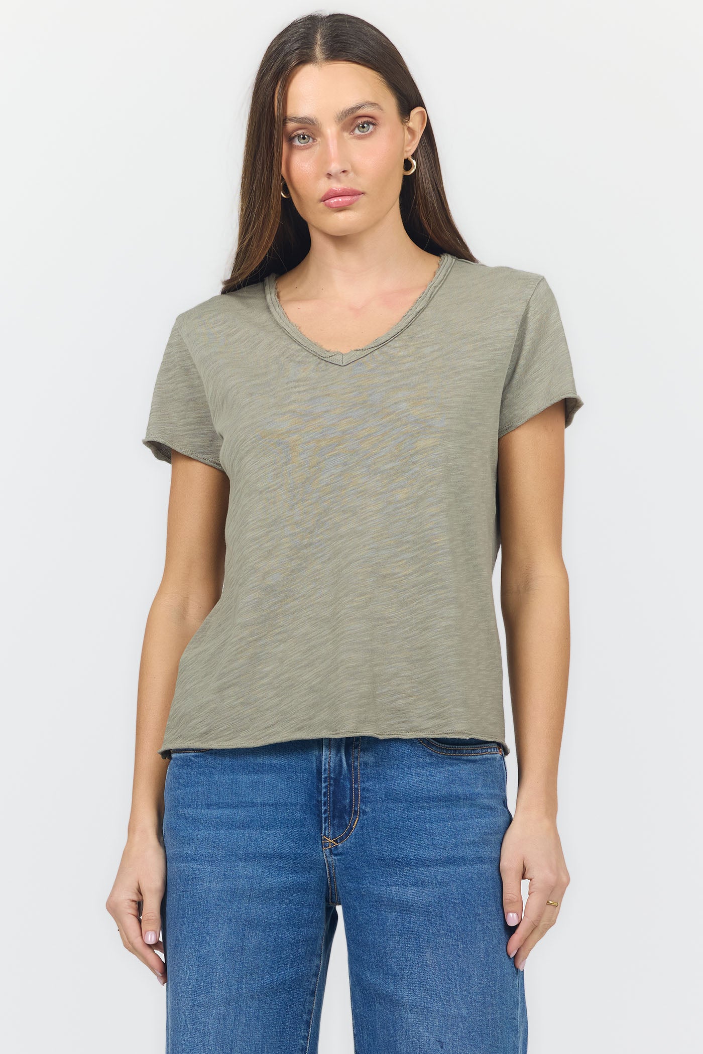 Vanya Slub Knit Tee in Vetiver by Dear John