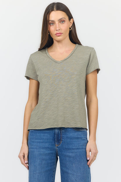 Vanya Slub Knit Tee in Vetiver by Dear John